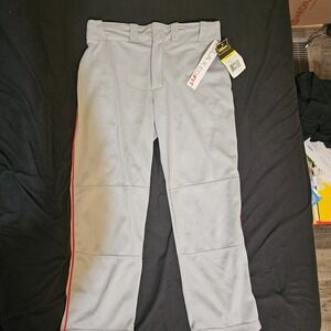 Wilson Baseball Pants Style WTA4232, Gray With Red Piping, Youth XL
